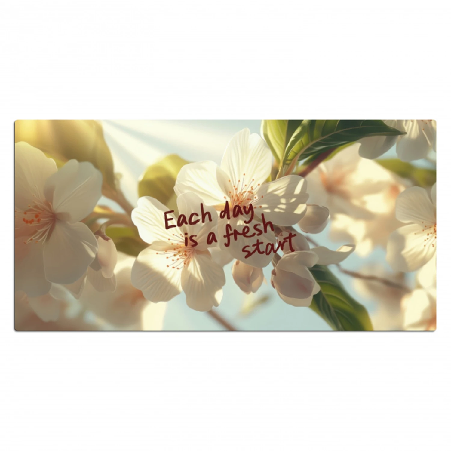 Bloesems - Zonlicht - Quote - Wit Muismat XXL klein -3d_leeg