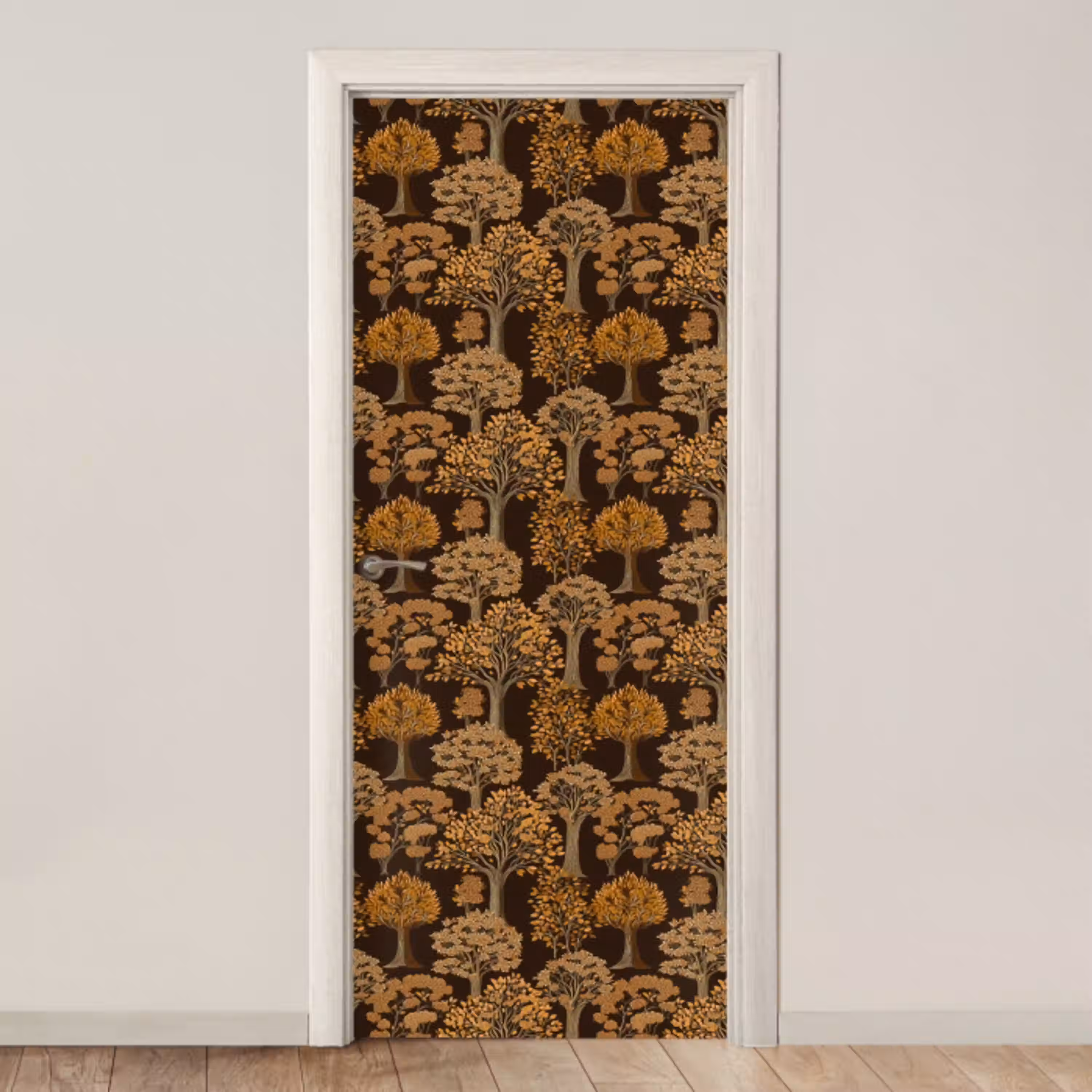 Bomen - Patroon - Bruin deurposter klein 289 -3d_beige