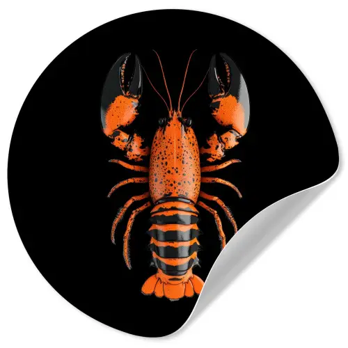 Kreeft - Oranje - Zwart - Modern Wandcirkel behangsticker klein -3d