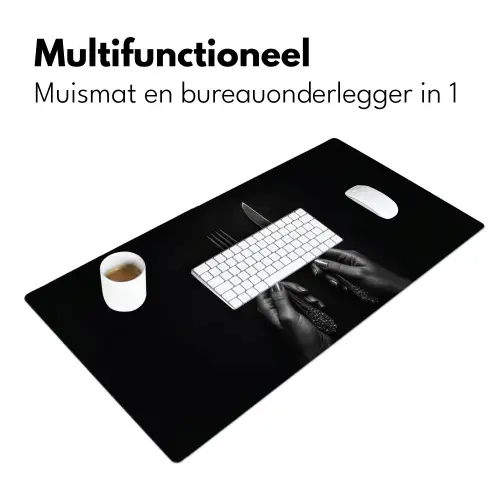 Bestek - Zwart - Wit Muismat XXL klein -sfeer4