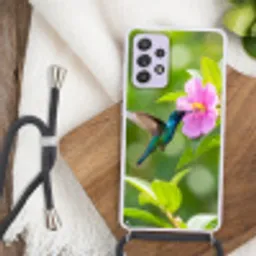 Kolibrie - Bloem - Natuur - Groen Hoesje Samsung Galaxy A52 5G met koord klein -sfeer4