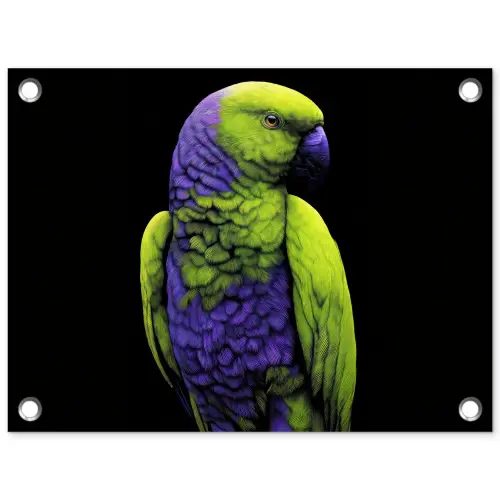 Papegaai - Veren - Opvallend - Groen tuinposter los doek klein -3d