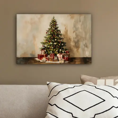 Kerstboom - Versierd - Kleurrijk canvas 2cm klein -sfeer3