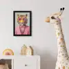 Tijger - Strik - Jasje - Roze fotolijst zwart zonder passe partout klein -usfeer4_kinderkamer