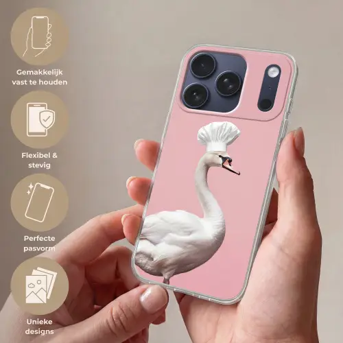 Zwaan - Koksmuts - Mooi - Klassiek Telefoonhoesje iPhone 17 Pro klein -sfeer3_NL