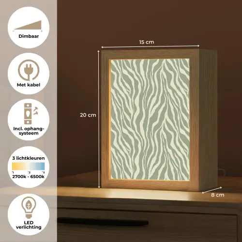 Zebra - Motief - Groen Light Box met kabel (Tafellamp) klein 925 -USP_NL