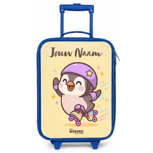 Kawai - Pinguin - Rolschaatsen Kinderkoffer - Blauw klein -zz3dotto