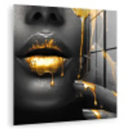 Vrouw - Zwart - Goud - Gezicht - Lippen plexiglas 5mm klein -zzzproduct_nieuw