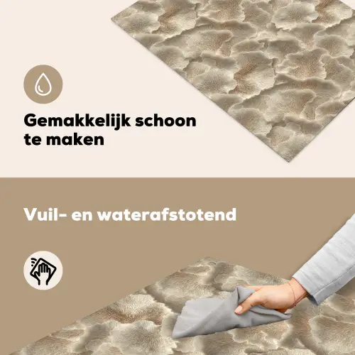 Waaierstructuren - Beige - Vezeltextuur Inductie beschemer met haakjes klein 777 -ky-schoon-nl