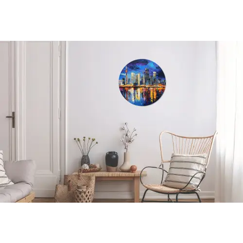 Skyline Toronto - Modern - Stadslicht - Blauw Wandcirkel aluminium klein -woonkamer