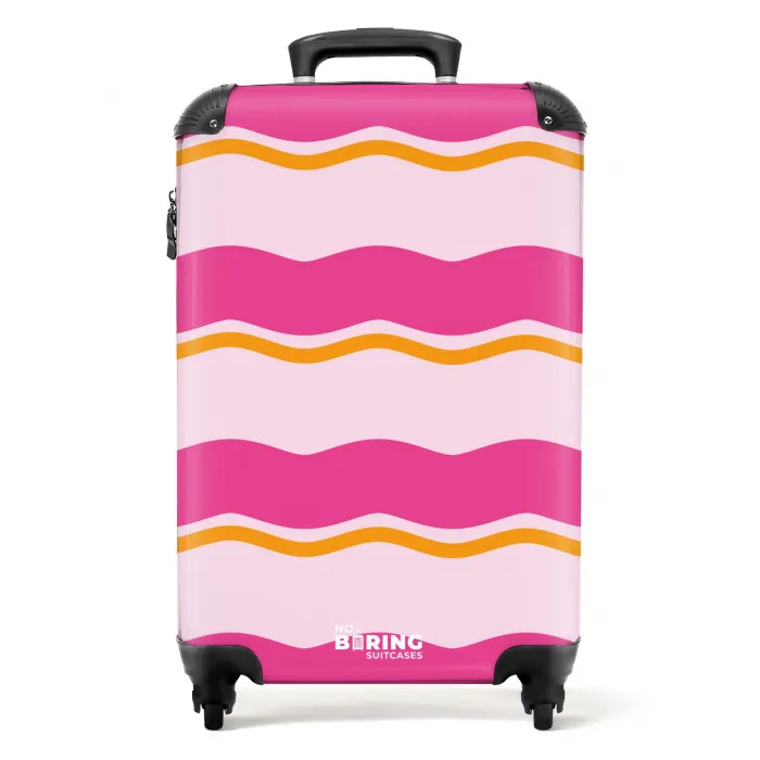 Golvende strepen in roze en oranje NBS - Handbagage koffer - Kinderen Unisex middel -productfoto_recht