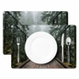 Brug - Bos - Mist - Natuur Placemat vinyl groot -zzsfeer2_Kitchenyeah-website