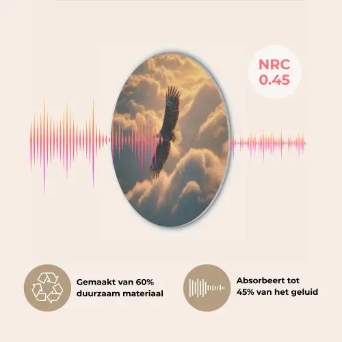 Adelaar - Wolken - Zon Akoestische PET Vilt - Rond klein -USP_NL