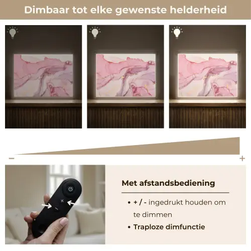 Goud - Marmer - Roze Light Box met batterij (Wandlamp) middel -USP_dimbaarNL
