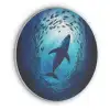 Walvis - Vissen - Donkerblauw Akoestische PET Vilt - Rond klein -3d