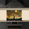 Boom - Maan - Bloemen - Goud - Kunst keuken achterwand spatscherm klein -sfeer1