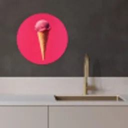 Schepijs - Roze - Hoorntje KitchenYeah - Keuken - Wandcirkel Forex klein -sfeer1
