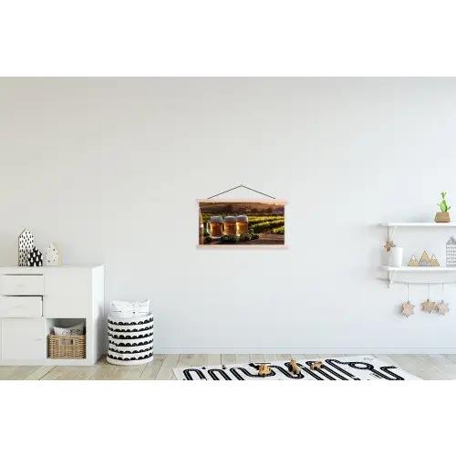Bier - Hop - Landschap textielposter latten blank klein -kinderkamer