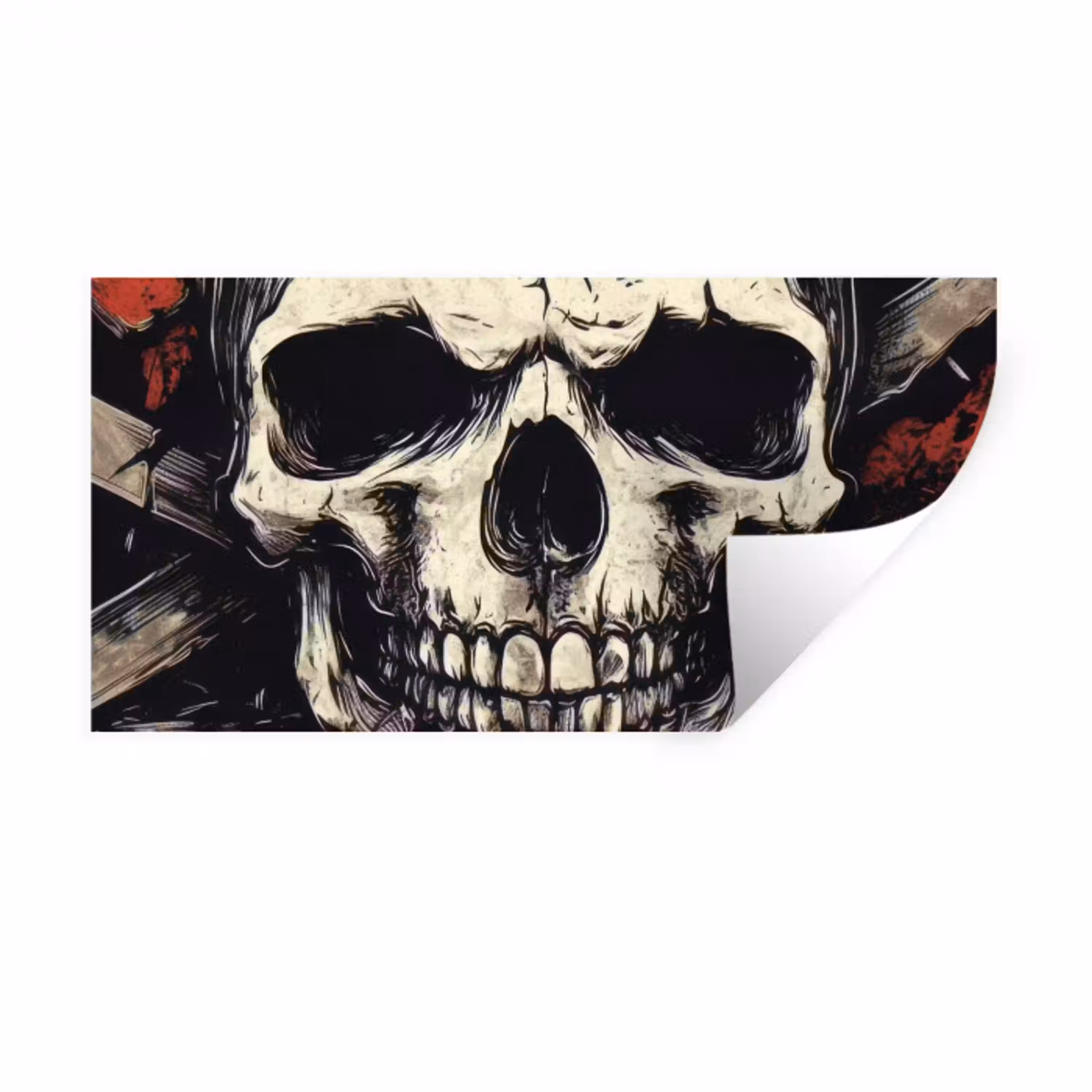 Schedel - Kettingen - Rood Muursticker klein -3d