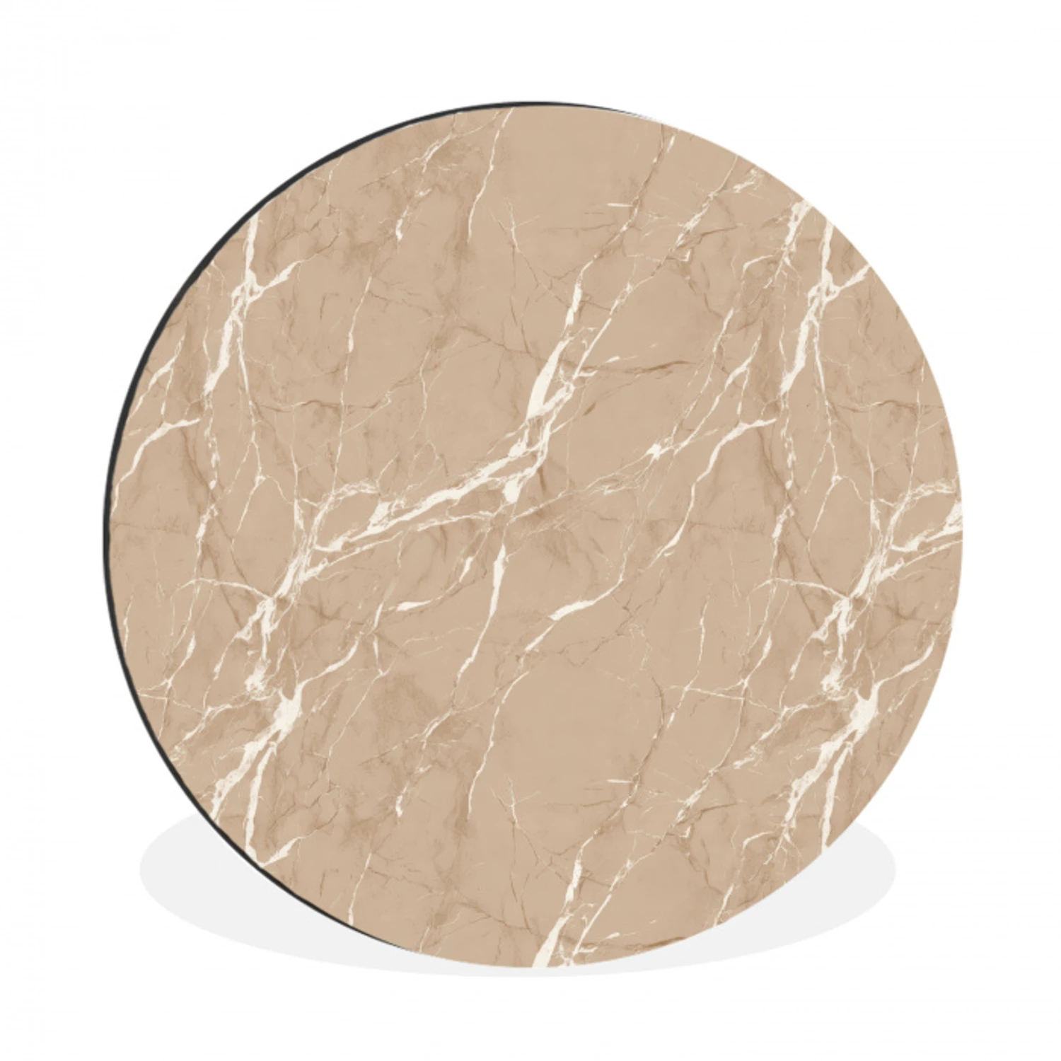 Beige - Marmer - Organisch - Wit Wandcirkel aluminium klein 190 -3d