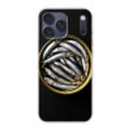 Sardines - Vissen - Rond - Zwart Telefoonhoesje iPhone 17 Pro Max klein -3d