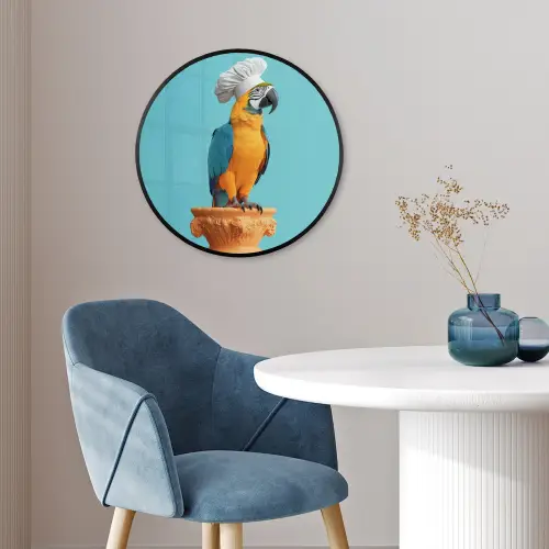Papegaai - Koksmuts - Grappig - Vogel Fotolijst rond zonder passe partout klein -sfeer2