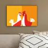 Kippen - Oranje - Vlakken canvas 2cm klein -sfeer3