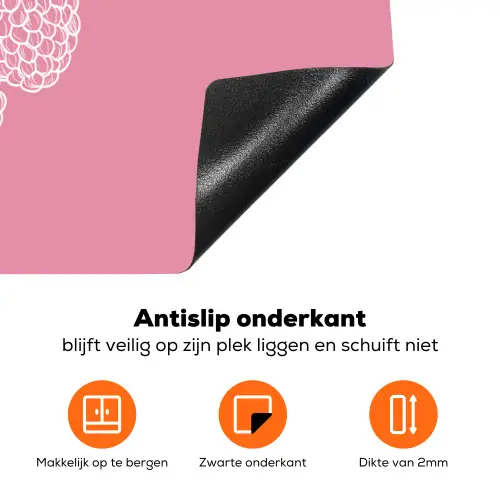 Frambozen - Steel - Getekend - Roze Inductie beschermer vinyl 3mm klein -zzzzzzz-td-onderkant