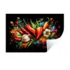 Groente - Peper - Knoflook - Graffiti - Verf - Kleurrijk Muursticker klein -3d
