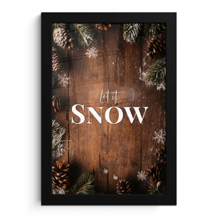 Sneeuw - Houtlook - Quote - Let it snow fotolijst zwart zonder passe partout klein -3d