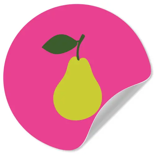 Illustratie - Fruit - Peer - Groen Wandcirkel behangsticker klein -3d