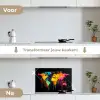 Wereldkaart - Verf - Kleurrijk - Graffiti - Wereld keuken achterwand spatscherm klein -voor_na_NL
