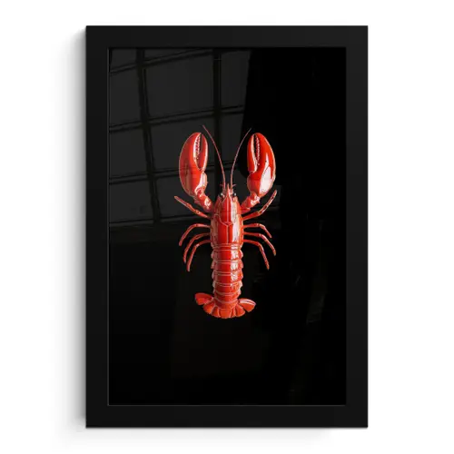Kreeft - Glossier Rood - Zwart fotolijst zwart zonder passe partout klein -3d