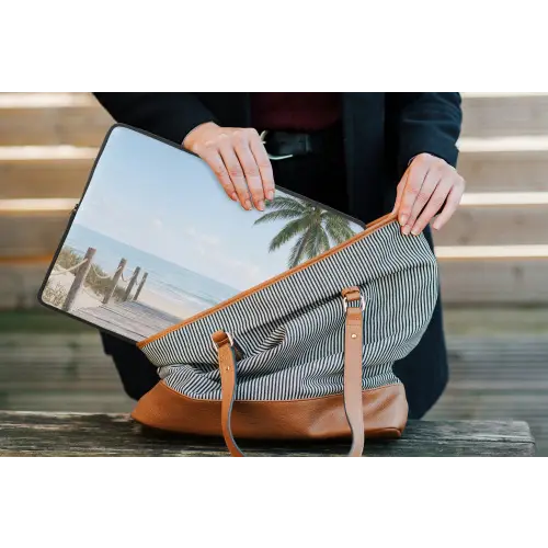 Palmbomen - Pad - Horizon laptophoes neopreen klein -tas