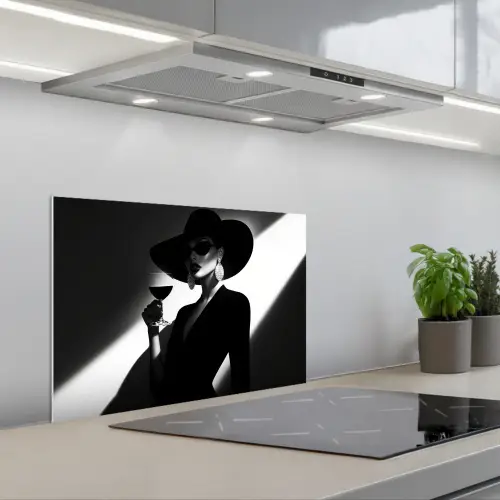 Vrouw - Wijn - Chic keuken achterwand spatscherm klein -3d_schuin