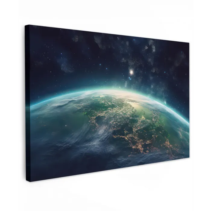 Aarde - Ruimte - Sterren - Landschap canvas 2cm klein -z3d