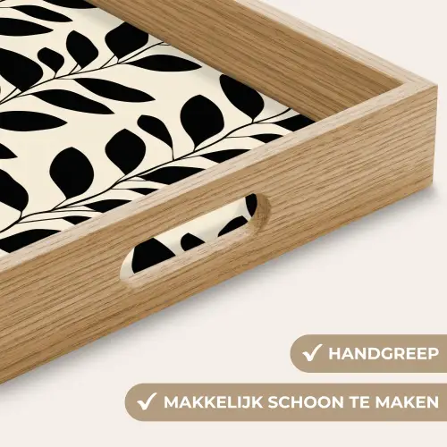 Botanisch - Dessin - Zwart - Beige Dienblad Rechthoek middel 911 -USP_HandgreepNL