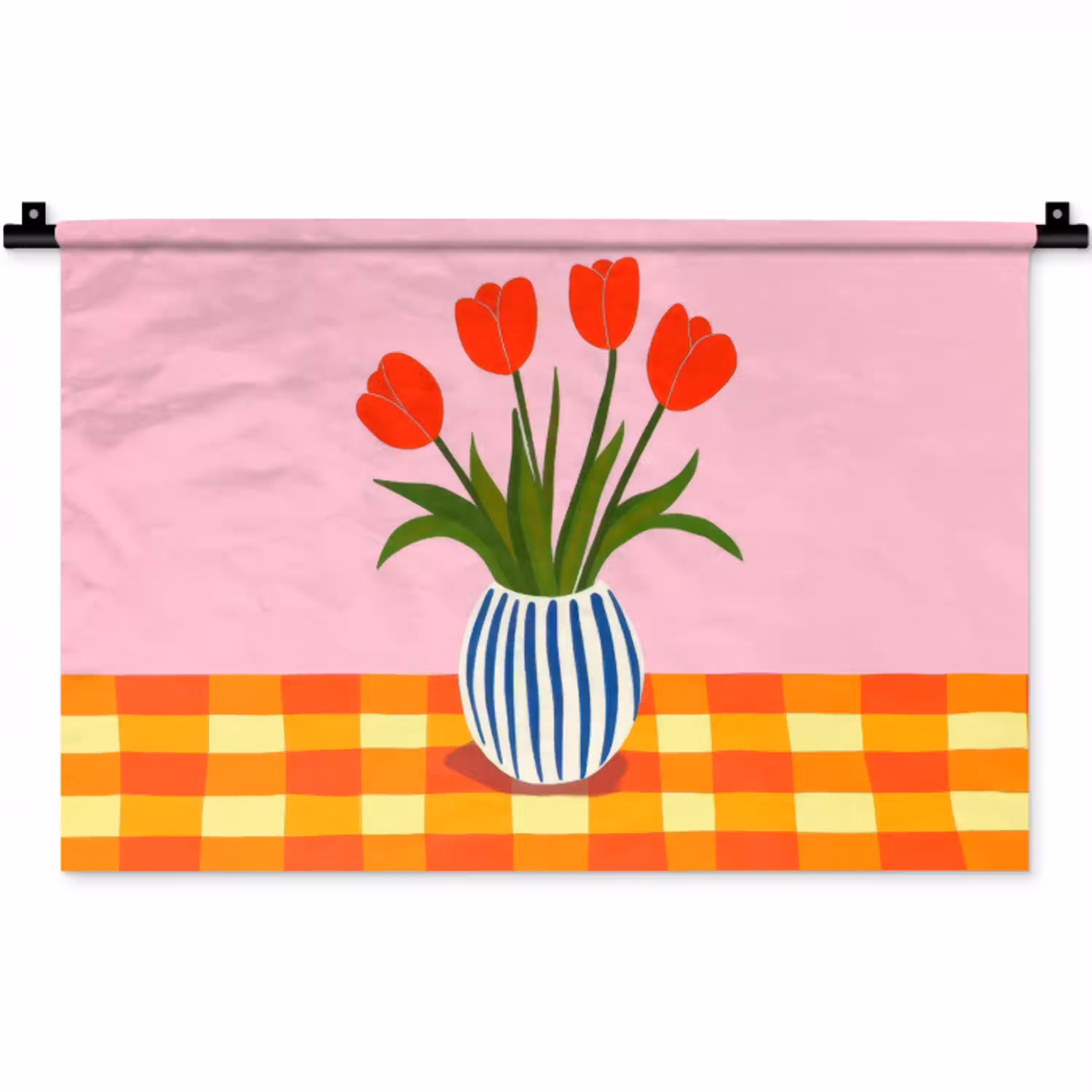 Tulpen - Roze - Vaas Wandkleed katoen klein -zz3d