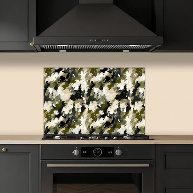 Donker - Groen - Camouflage - Schilderachtig keuken achterwand spatscherm klein 900 -sfeer1