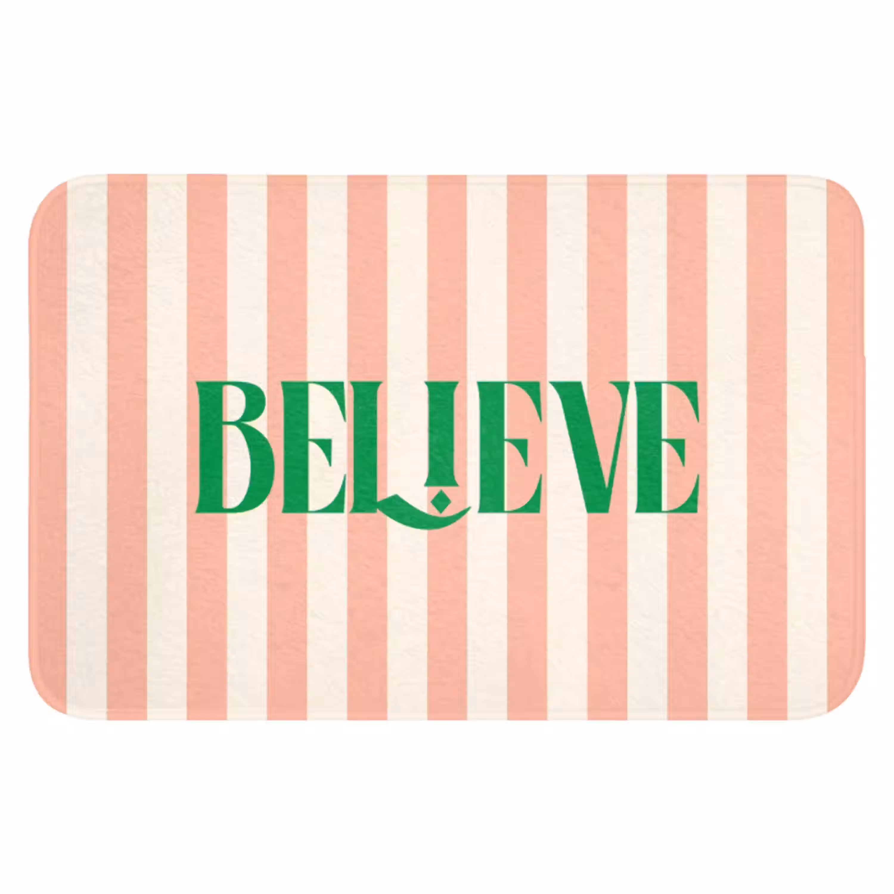 Zachtroze - Groen- Strepen - Believe WCmat klein -3d