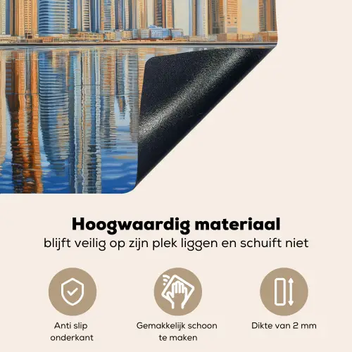 Skyline - Wolkenkrabbers - Water - Blauw Inductie beschemer met haakjes klein -ky-onderkant-nl