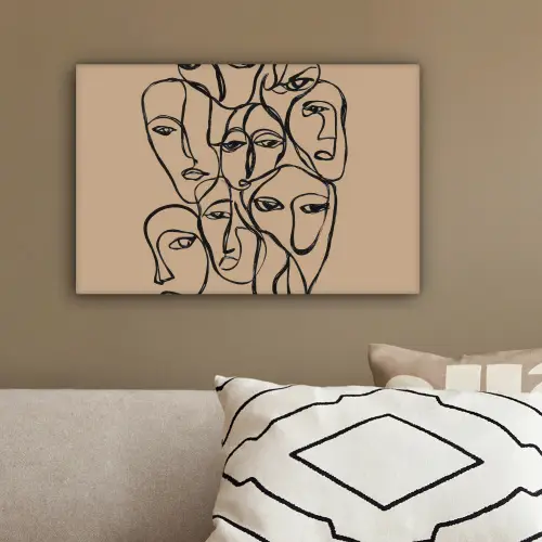 Gezichtenzee - Lijntekening - Abstract canvas 2cm klein -sfeer3