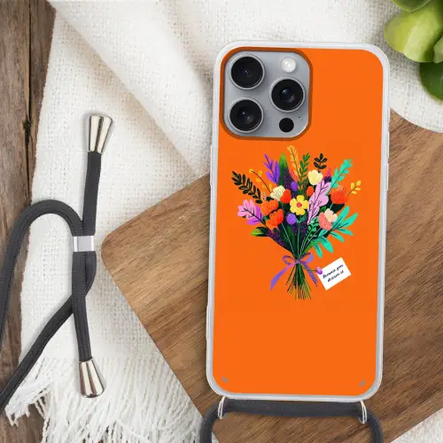 Kaartje - Boeket - Bloemen Hoesje iPhone 16 Pro Max met koord klein -sfeer4