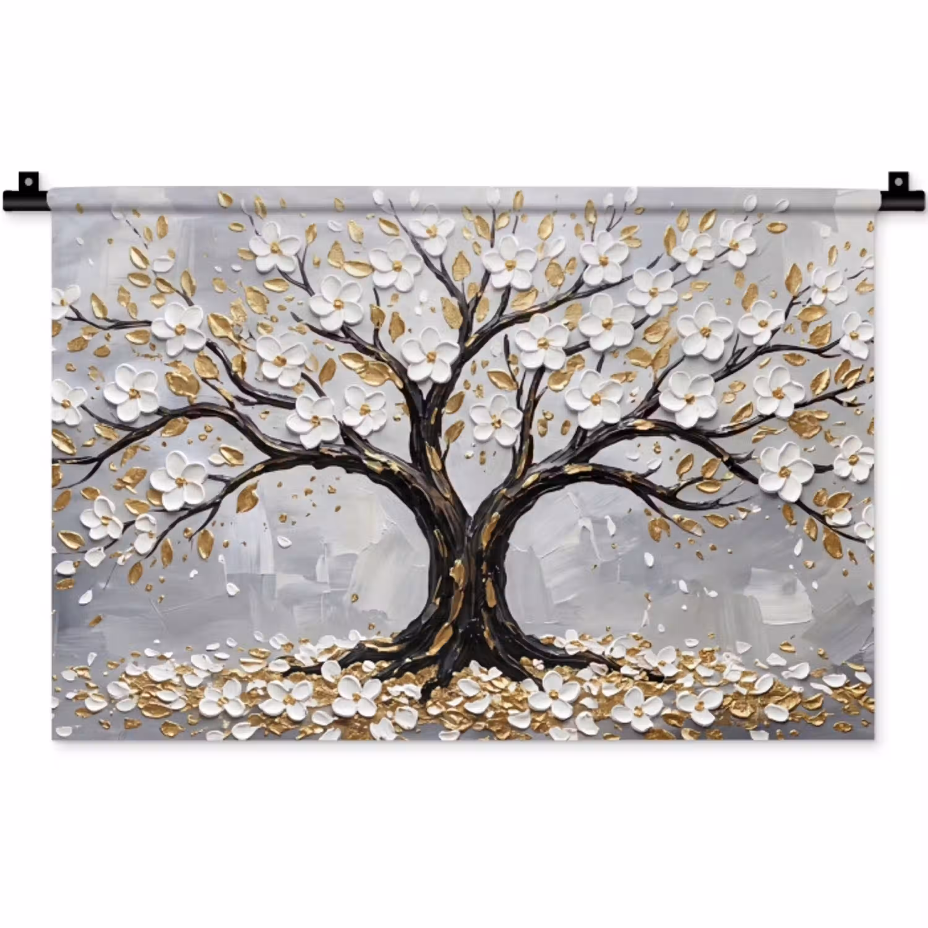 Boom - Bloemen - Natuur - Abstract - Wit Wandkleed katoen klein -zz3d