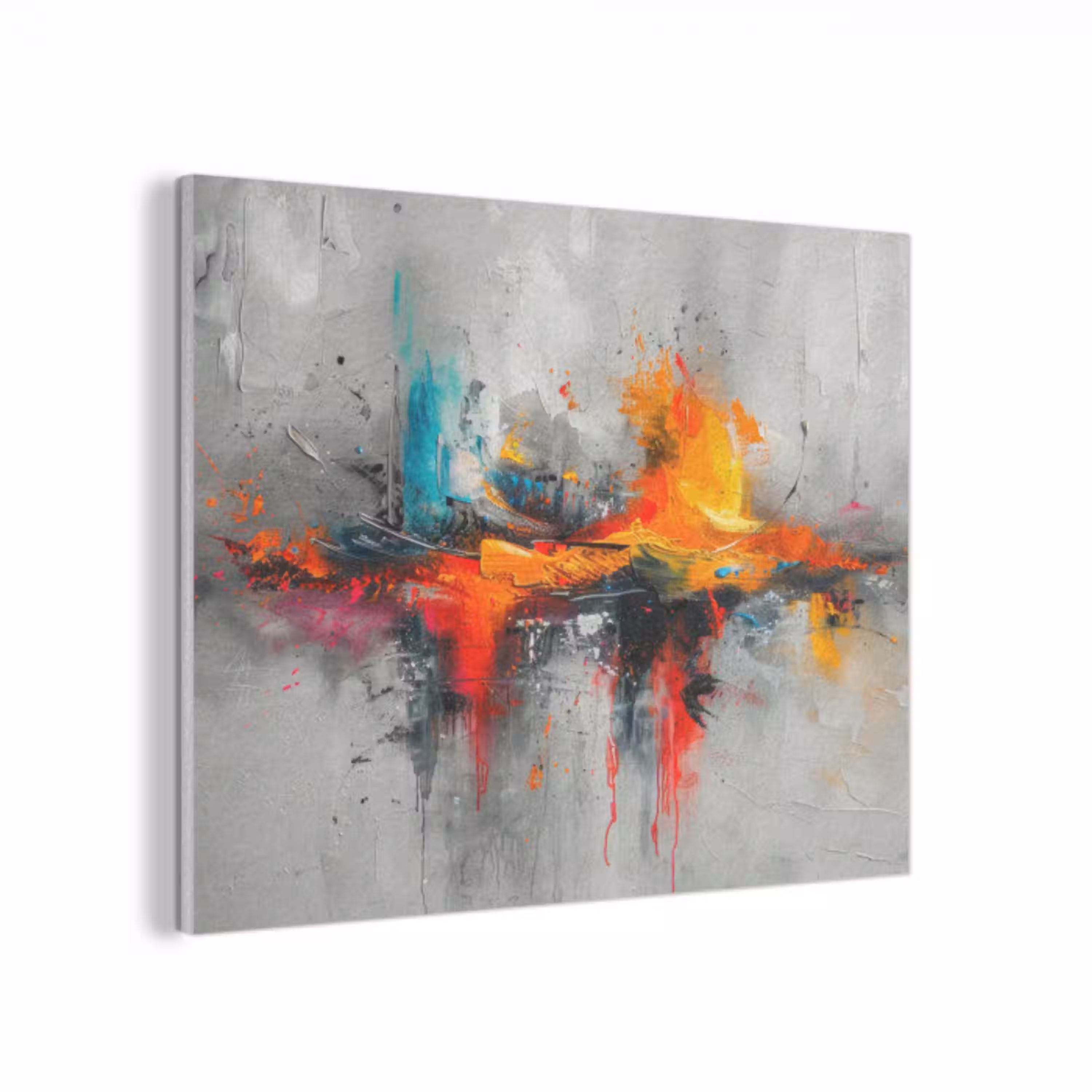 Moderne kunst - Oranje - Grijs - Abstract PET vilt klein -3d