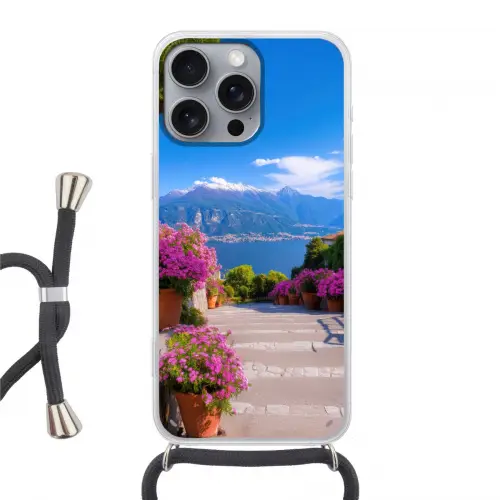 Lake Como - Italië - Landschap Hoesje iPhone 16 Pro Max met koord klein -3d