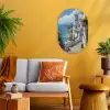 Huizen - Zee - Bomen - Bloemen Wandcirkel Ovaal Forex klein -sfeer4