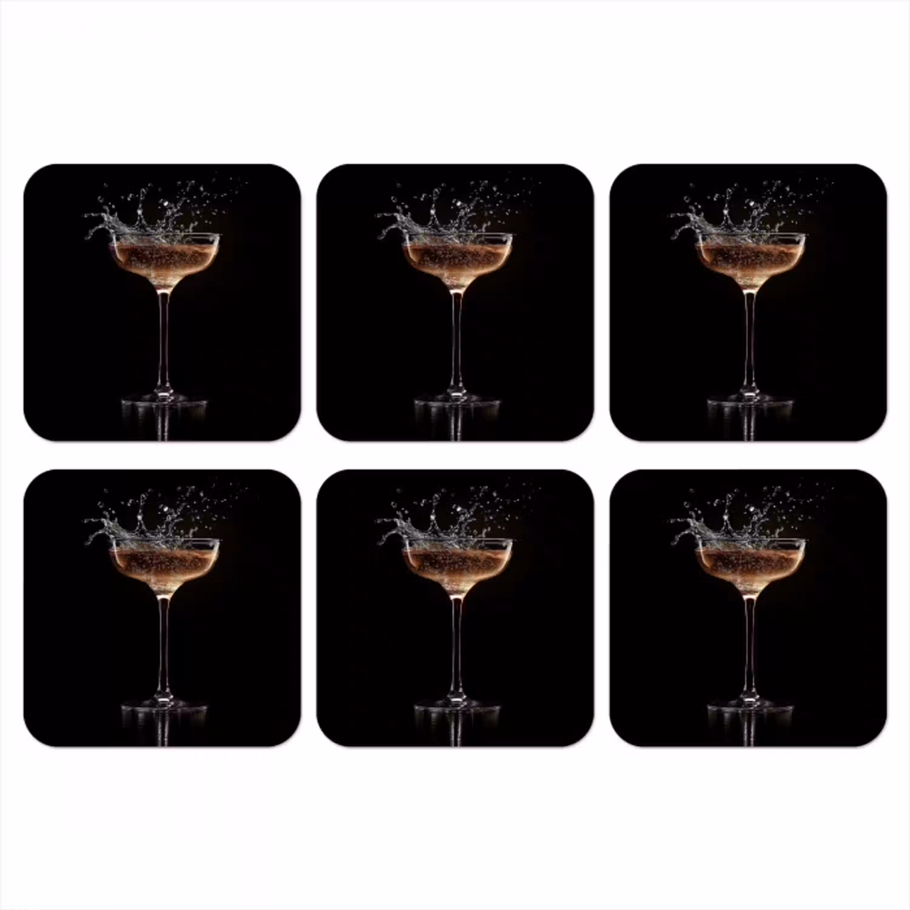 Cocktail - Zwart - Spetters - Glas onderzetter kurk middel -3d