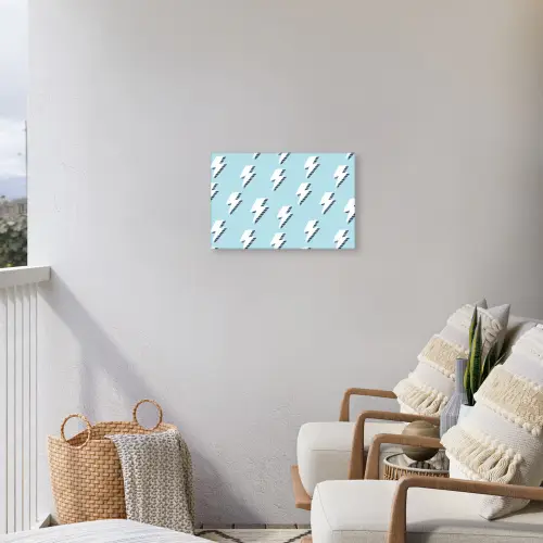 Blauw - Wit - Patroon - Bliksem Tuinposter op houten frame 2 cm dik klein 845 -sfeer1