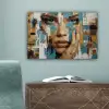 Abstract - Penseelstreken - Blauw - Gezicht canvas 2cm klein -sfeer4